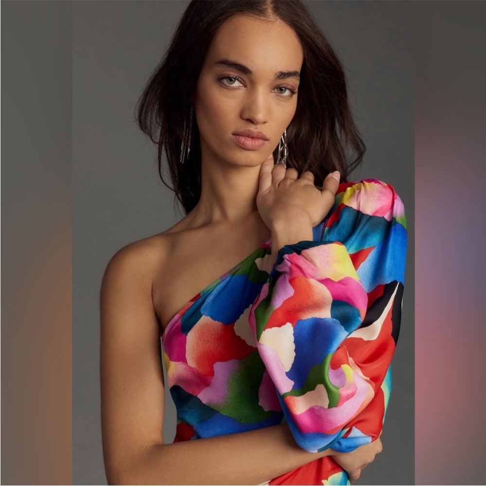 Farm Rio One-Shoulder Slim Floral Midi Dress - Picture 3 of 4